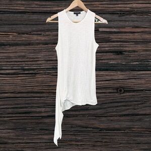Black Orchid White Asymmetrical Tank Top